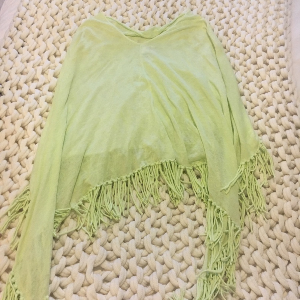 New Minnie rose lime fringe poncho one size